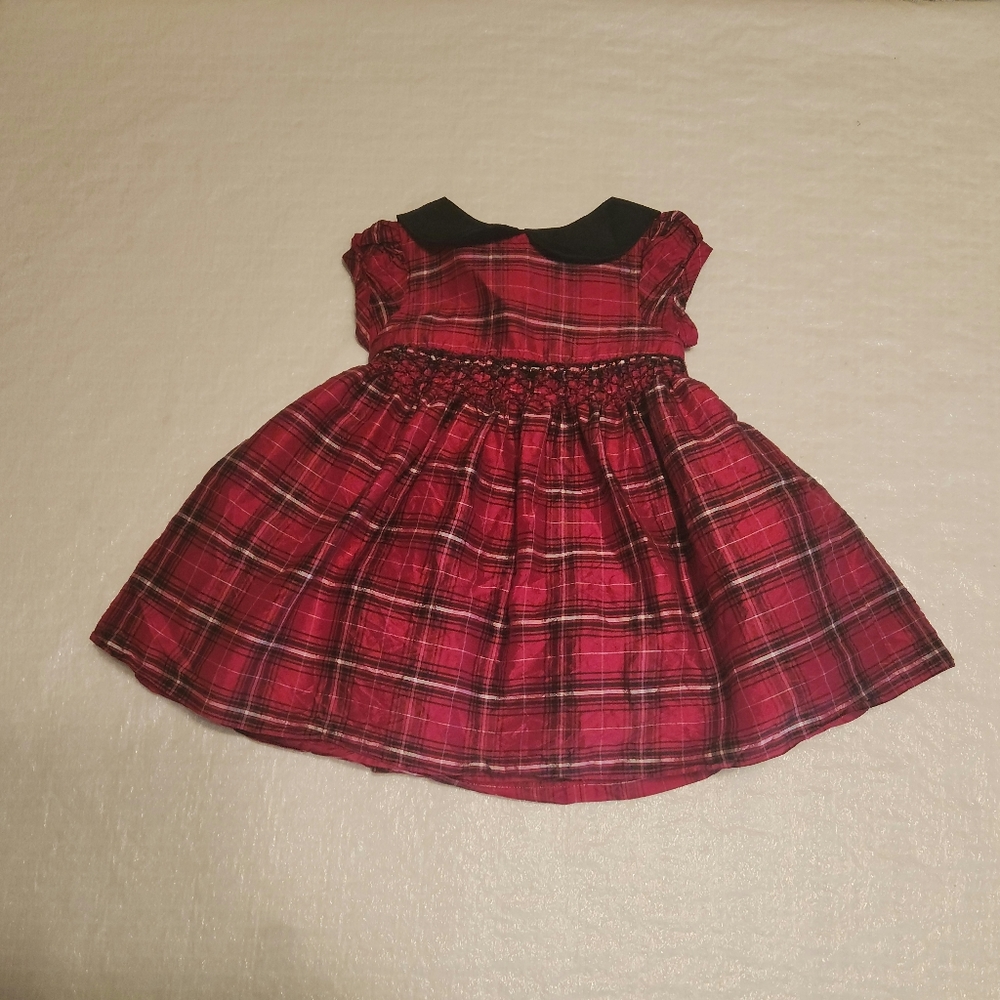 Gymboree 100% silk red plaid layered dress. Size 6mo/12mo